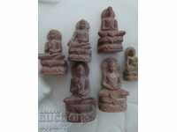 sculpture Buddha Buddhism miniatures 6 pieces lot