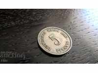 Райх монета - Германия - 5 пфенига | 1902г.; серия G
