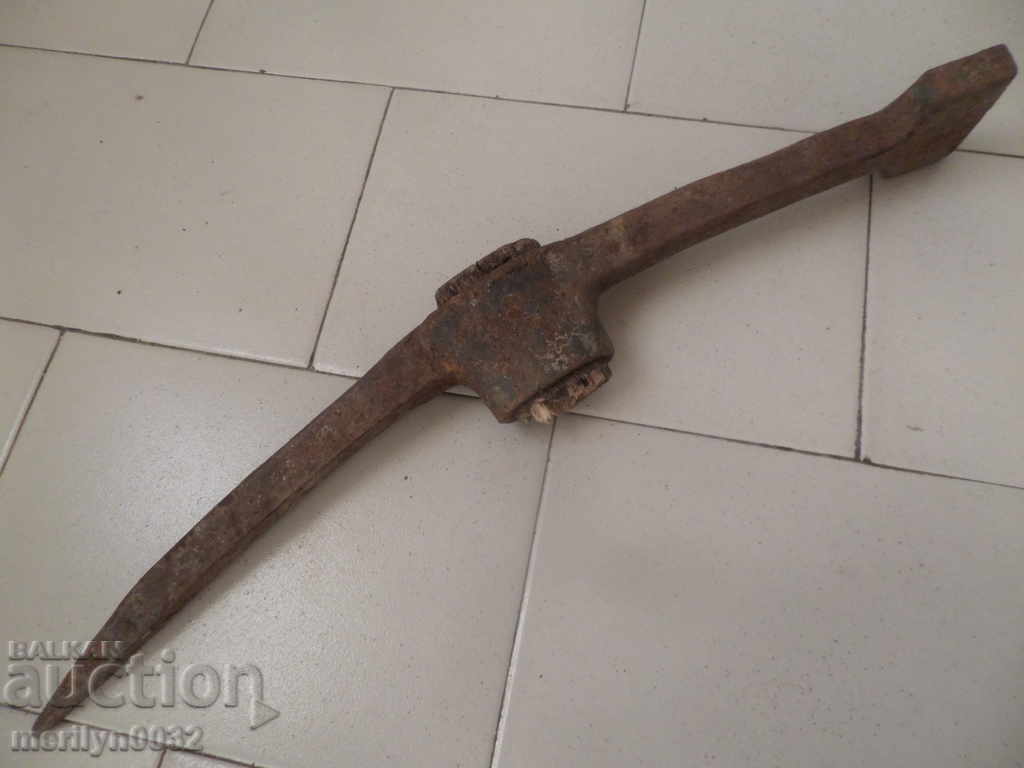 Old hand-forged pickaxe tool wrought iron - 5