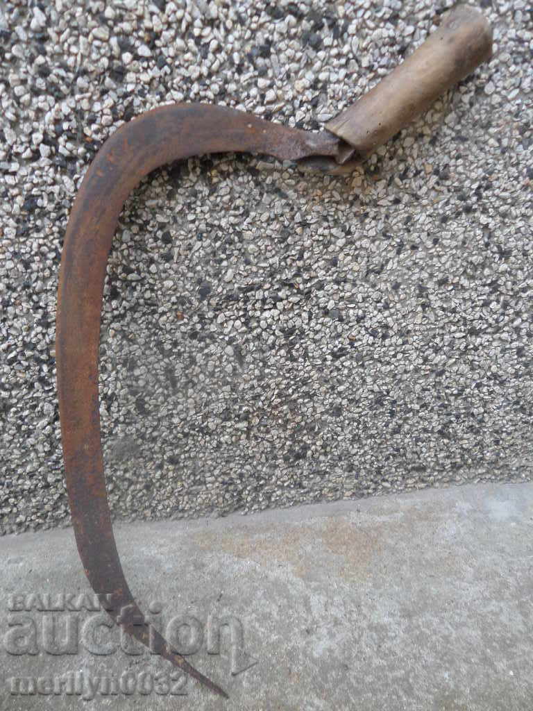 Old scythe sickle, blade, wrought iron - 5