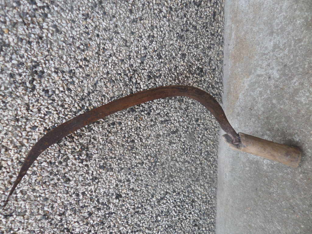 Old scythe sickle, blade, wrought iron - 7