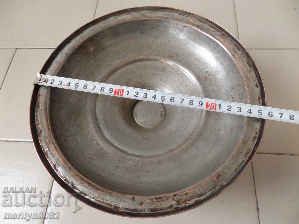 An old tinned pot, a baker's copper pot with lid - 6