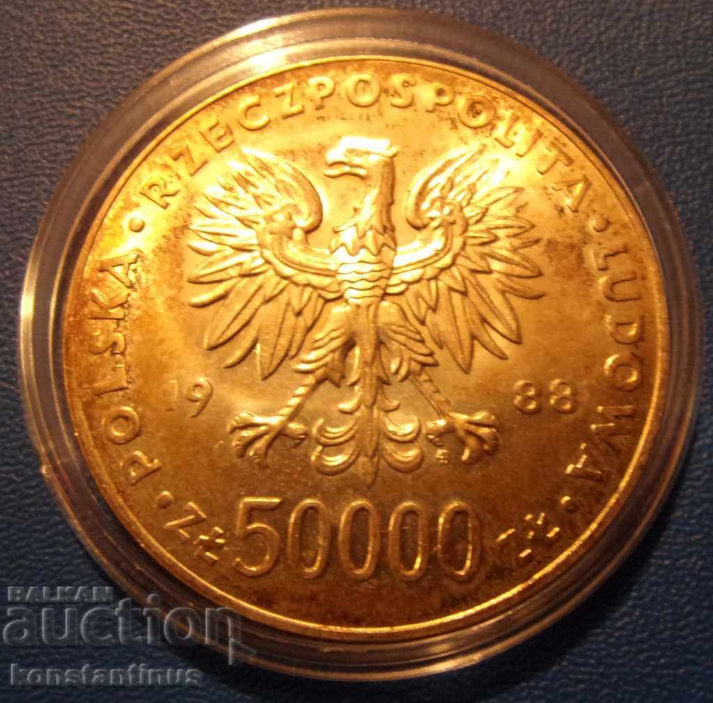 Licitație Polonia 50 000 Zloți 1988 CROBPO UNC