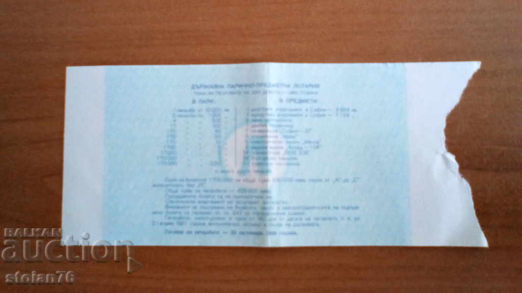 Delivery of Bulgaria Lottery Ticket from 1980 IX share Delivery of Bulgaria Lottery Ticket from 1980 IX share