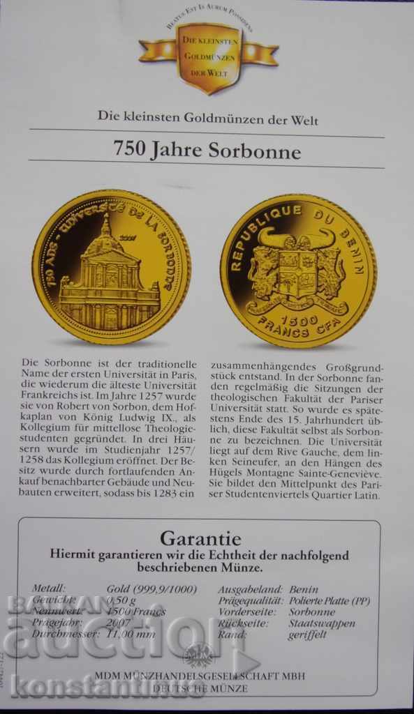 Benin 1500 Franci 2007 Aur UNC cu preț € 220.00 | 430.28 BGN