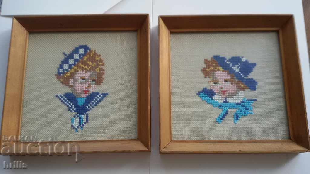 Delivery of 2 beautiful tapestries - sailors, a boy and a girl Delivery of 2 beautiful tapestries - sailors, a boy and a girl