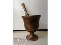 Mortar vechi de bronz, pistil, mortar