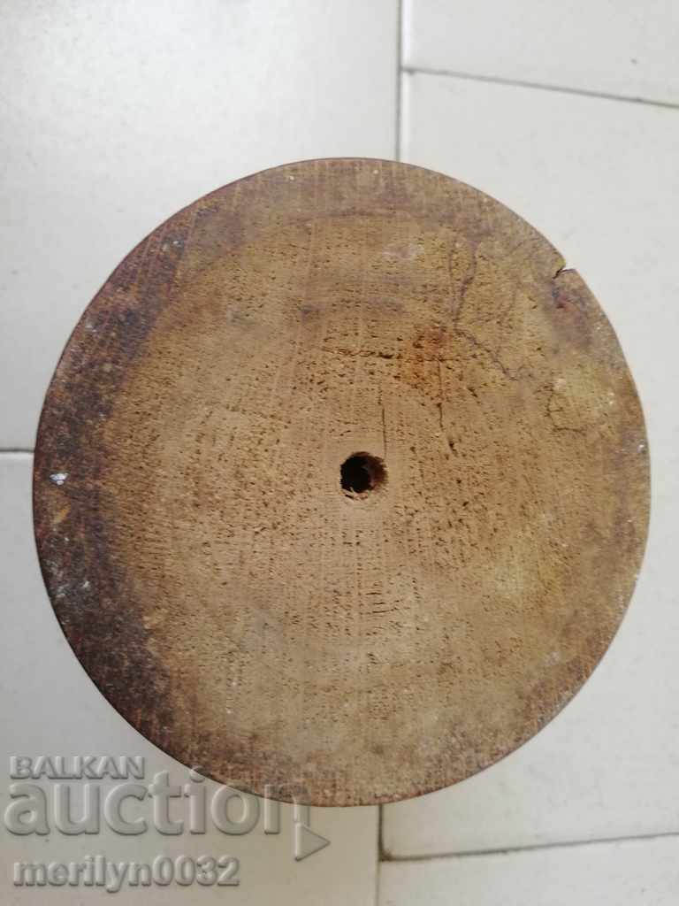 Auction  Old wooden mortar, hammer, mortar