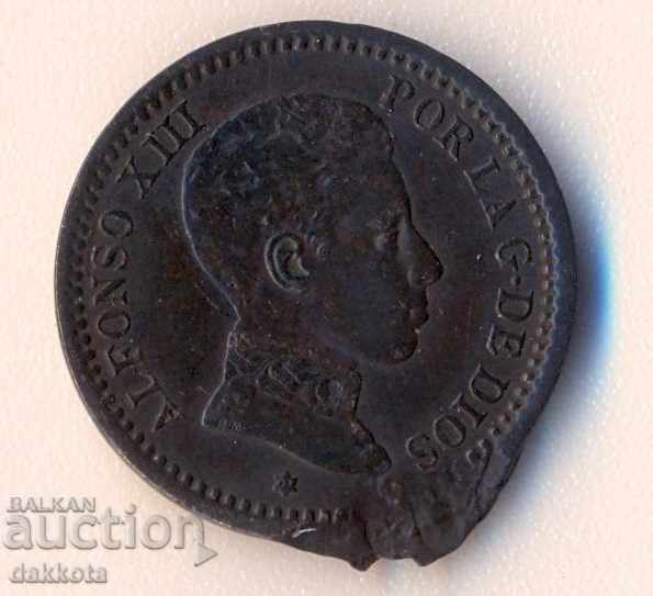 Spain 2 centimes 1904, Alphonse XIII with price 2.50 BGN | € 1.28