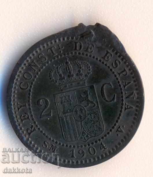 Spania 2 centimes 1904, Alphonse XIII