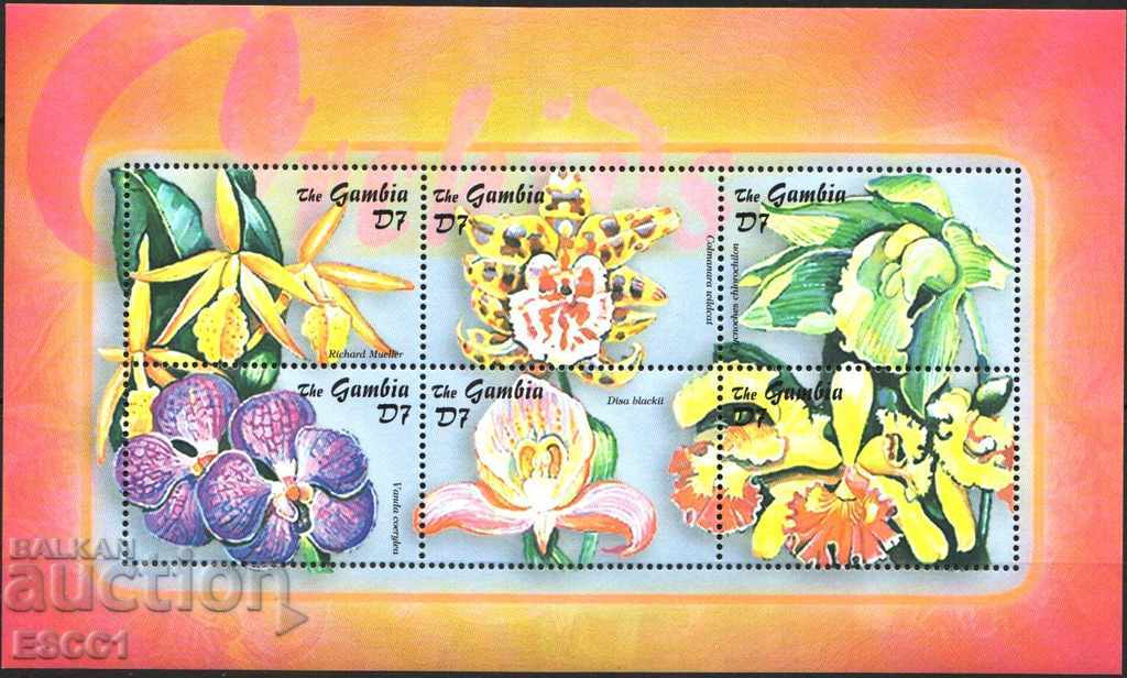 Чисти марки в малък лист Флора Цветя Орхидеи 2001 от Гамбия