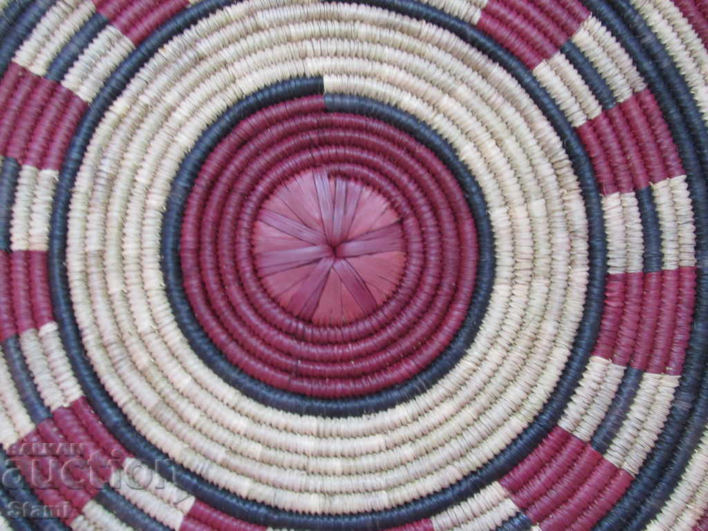 Hand-woven decorative raffia pad, Africa-3