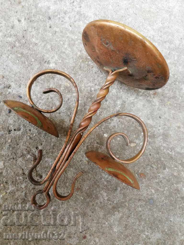 Old wrought copper candlestick from the social period, candle with price 43.00 BGN | € 21.99 Old wrought copper candlestick from the social period, candle with price 43.00 BGN | € 21.99
