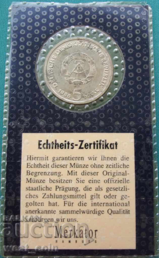 GDR 5 Mapk 1986 UNC with price € 6.65 | 13.01 BGN