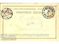 CENTIME CARD traveled from SHUMEN 28 III 1882 to SLIVEN