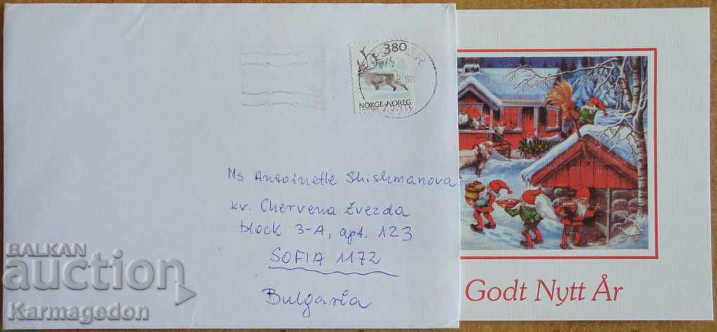 Plic de călătorie cu carte poștală din Norvegia, anii 1980