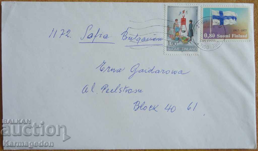 Traveled envelope with a letter from Finland, 1980s