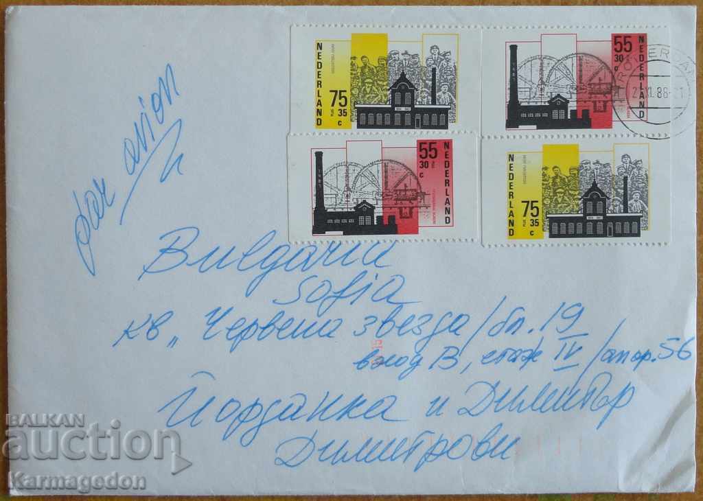 A traveling envelope with a letter from the Netherlands, from the 1980s