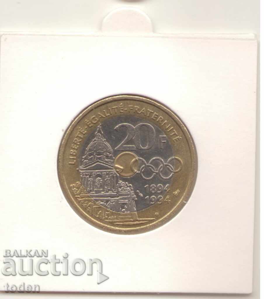 - France-20 Francs-1994-KM# 1036-Pierre de Coubertin with price 10.00 BGN | € 5.11 - France-20 Francs-1994-KM# 1036-Pierre de Coubertin with price 10.00 BGN | € 5.11