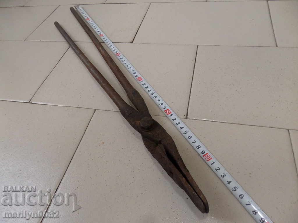 Old blacksmith's tongs, wrought iron, tool - 7