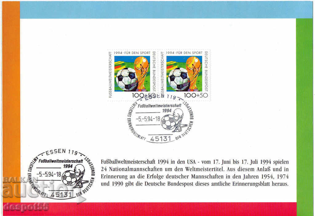Auction 1994. Germany. USA '94 commemorative card. Auction 1994. Germany. USA '94 commemorative card.