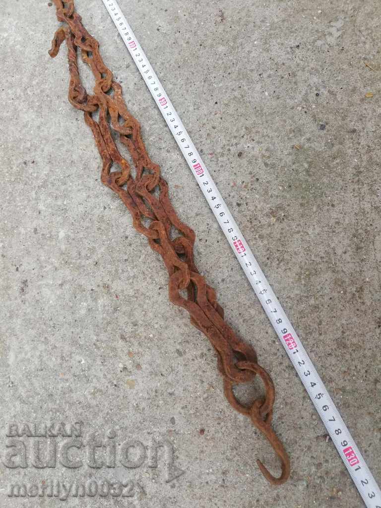 Delivery of Old forged chain for hearth, wrought iron, chain with hook Delivery of Old forged chain for hearth, wrought iron, chain with hook