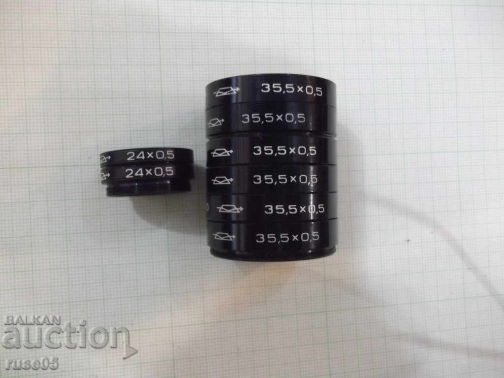 Auction  Lot of 8 pcs. movie camera filters (6pcs-35.5x0.5and 2pcs-24x0.5)