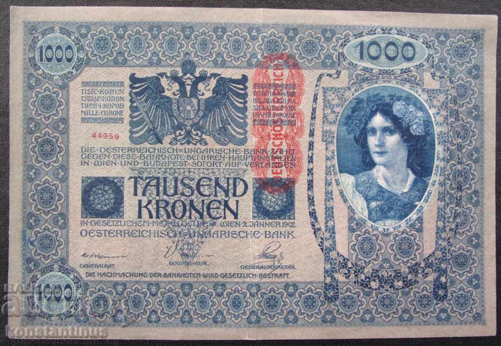 Austrograde 1000 Krones 1902 Rare