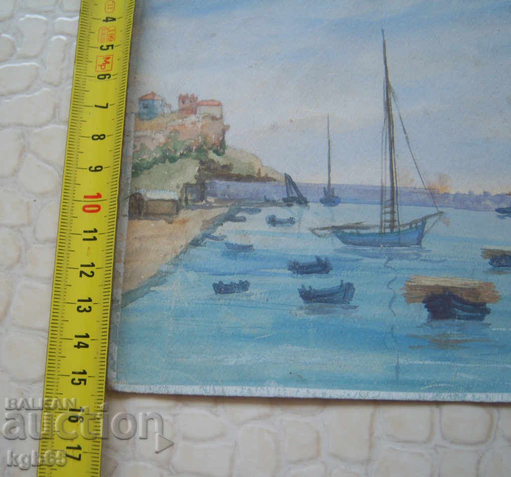 Auction Old picture. Landscape watercolor .. Auction Old picture. Landscape watercolor ..