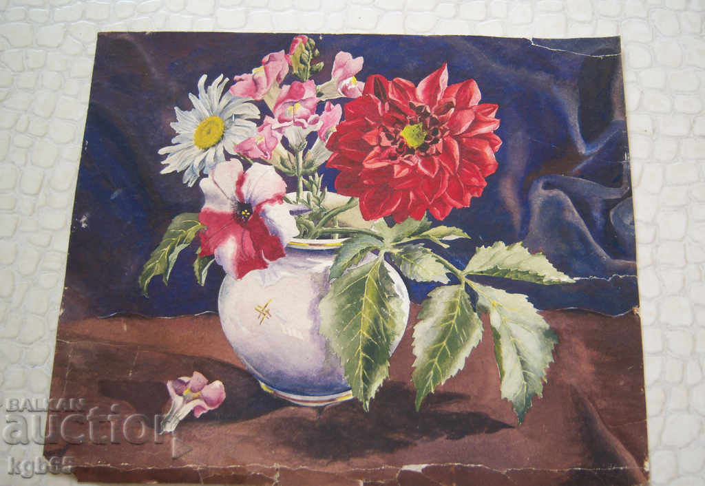 Old picture. Still life of watercolor.
