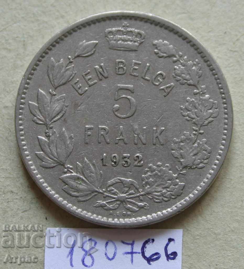 5 franci 1932 Belgia - o legendă olandeză