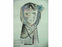 ЗЛАТКА  ДЪБОВА  ( 1927 - 1997 г. )  " ГЛАВА " - АКВАРЕЛ