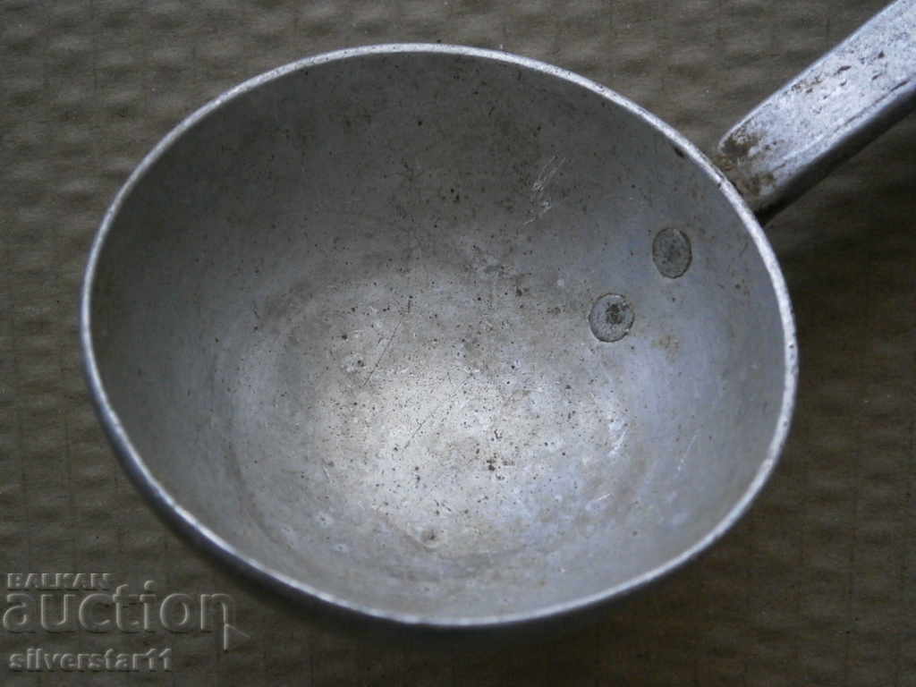 Old spoon of aluminum, labeled early salt, Bulgaria - 6 Old spoon of aluminum, labeled early salt, Bulgaria - 6