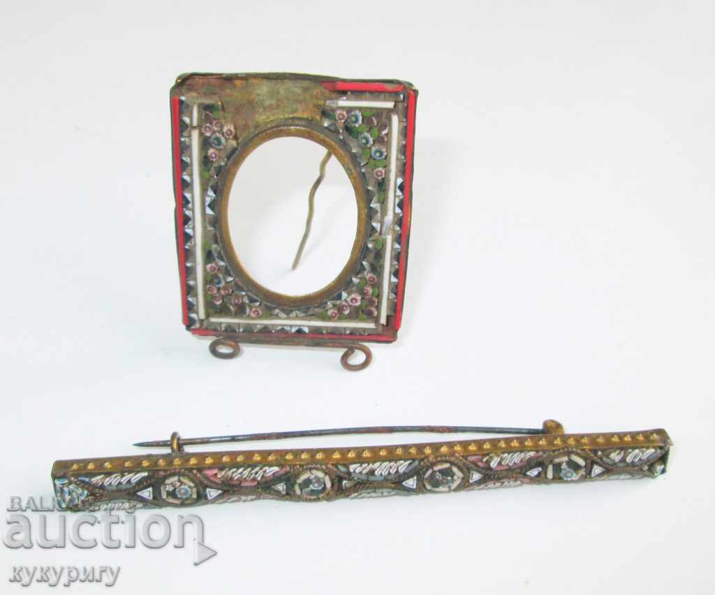 Старинна брошка и рамка венецианска мозайка стъкло за ремонт