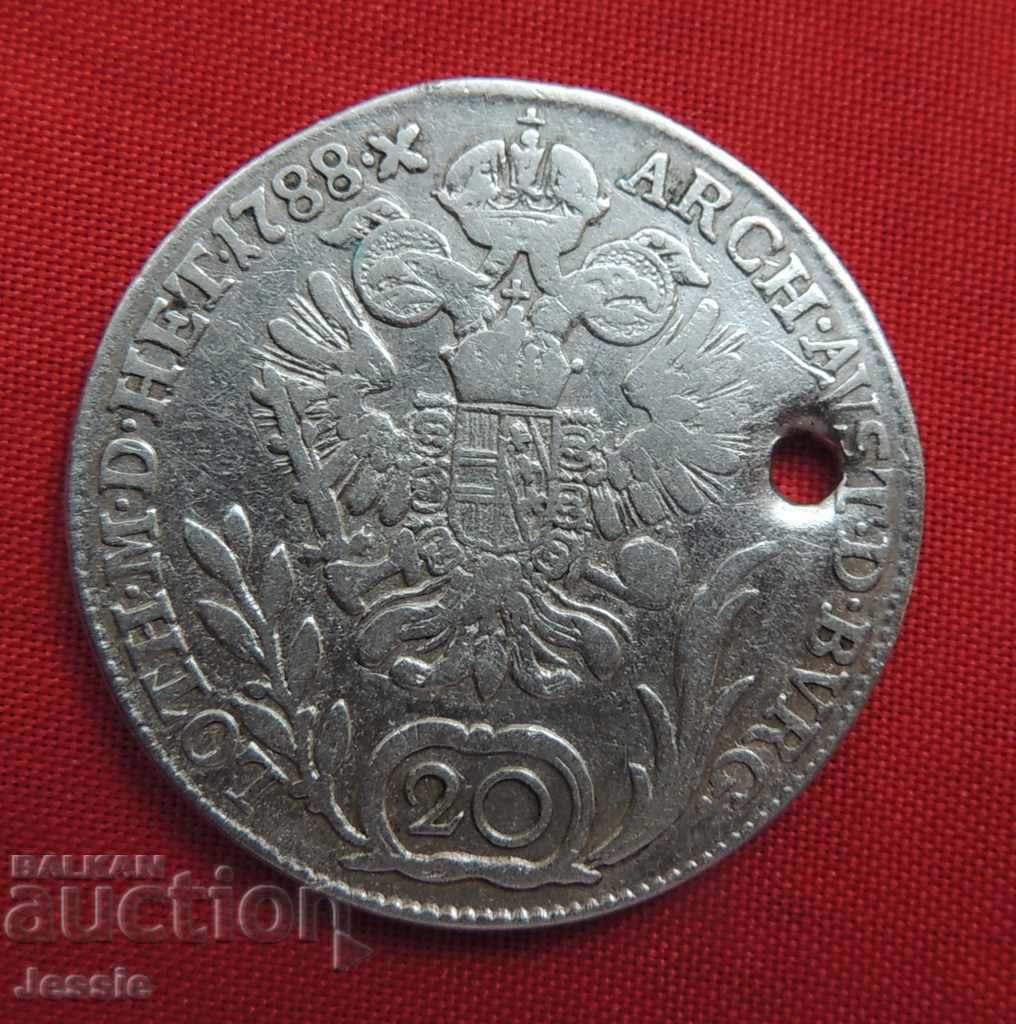 20 Kreuzer Austria-Hungary 1788 B Silver -Joseph II