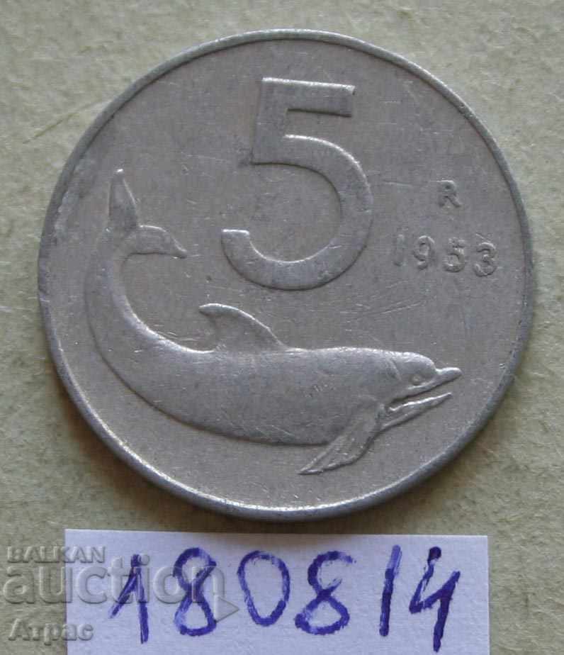 5 λίβρες 1953 Ιταλία