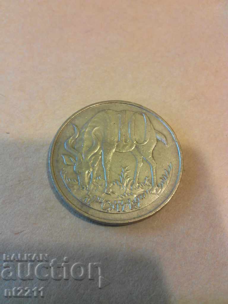 монета 10 цента Етиопия