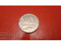 монета 10 сантима Латвия 1922