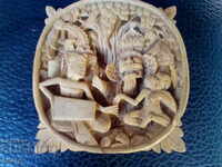 Wooden panel. 3D Woodcarving.