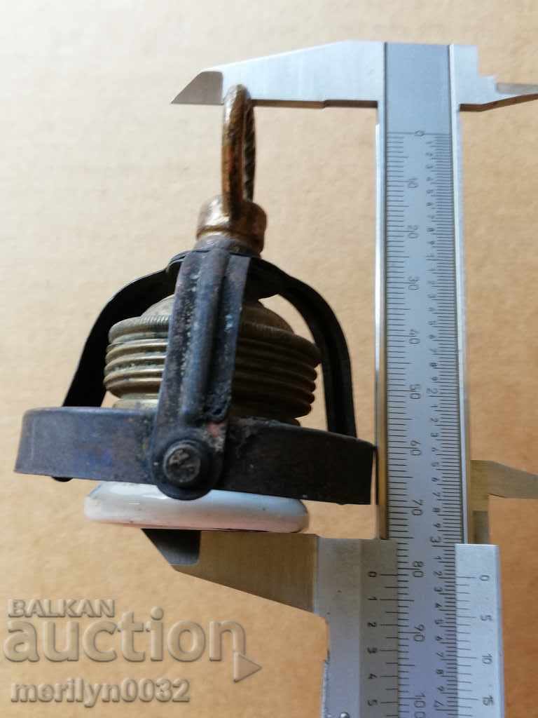 Παλιό πορσελάνινο φωτιστικό φανάρι πολυέλαιος αμπαζούρ 1920 - 5