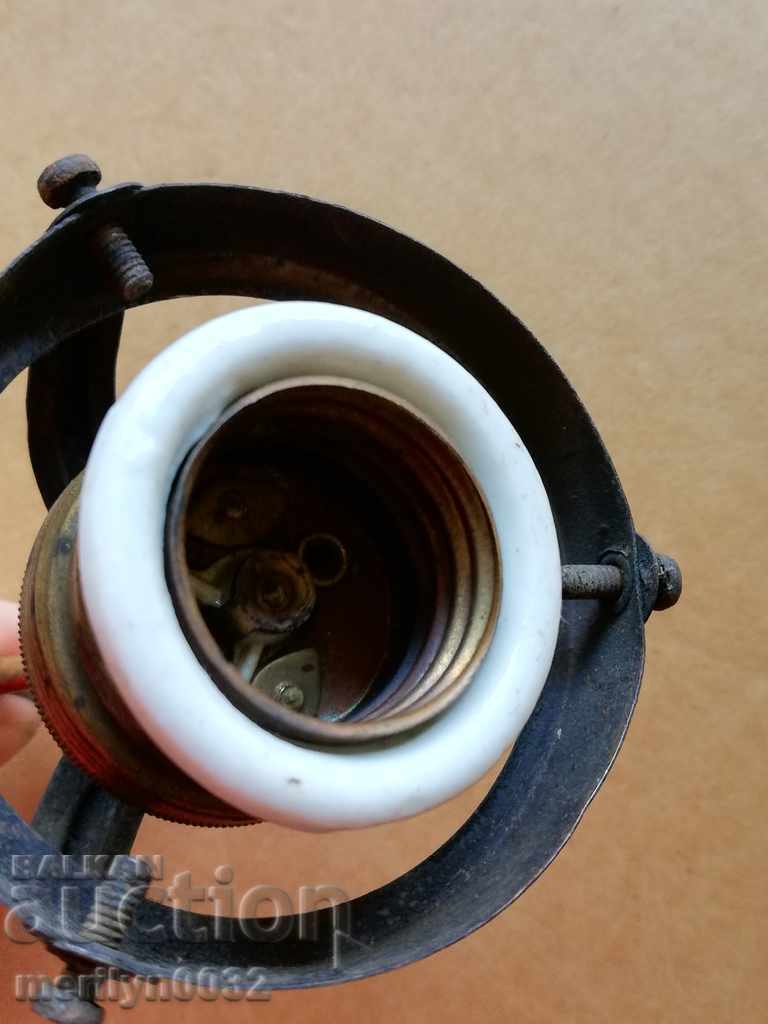 Παλιό πορσελάνινο φωτιστικό φανάρι πολυέλαιος αμπαζούρ 1920 - 7