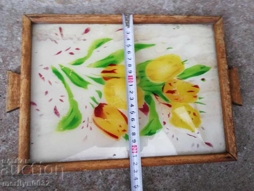 An old decorated wooden tray - 5 An old decorated wooden tray - 5