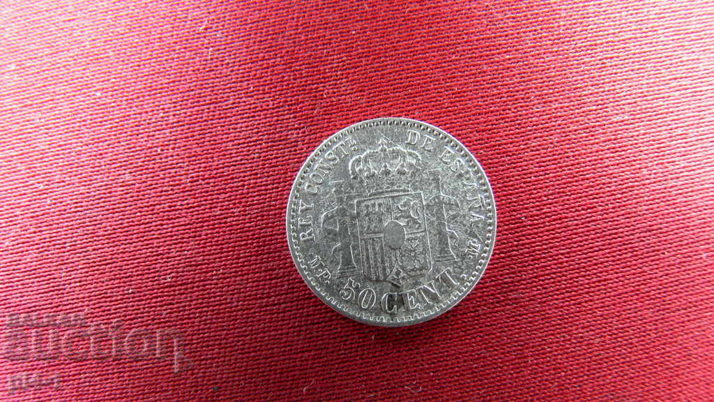 50 CENT Spain 1889 with price 45.00 BGN | € 23.01