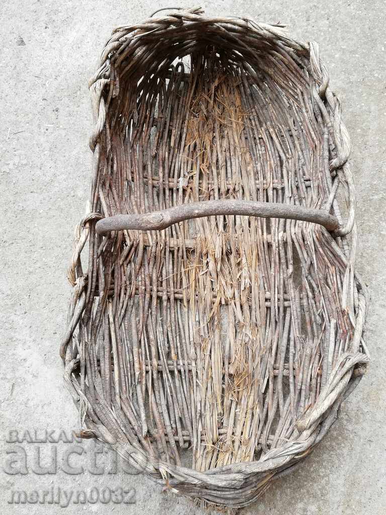 Παλιό ψάθινο καλάθι, ξύλινο - 5 Παλιό ψάθινο καλάθι, ξύλινο - 5