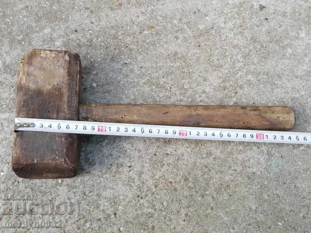 Old wooden wood hammer hammer tool - 5