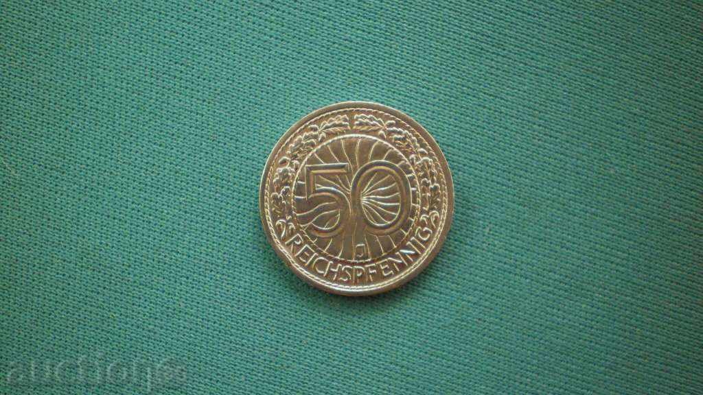 Germany Reich 50 Pfennig 1927J UNC Rare Coin with price € 7.67 | 15.00 BGN