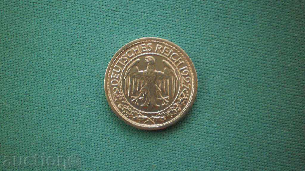 Germania Reich 50 Pfennig 1927J UNC Rare Monedă