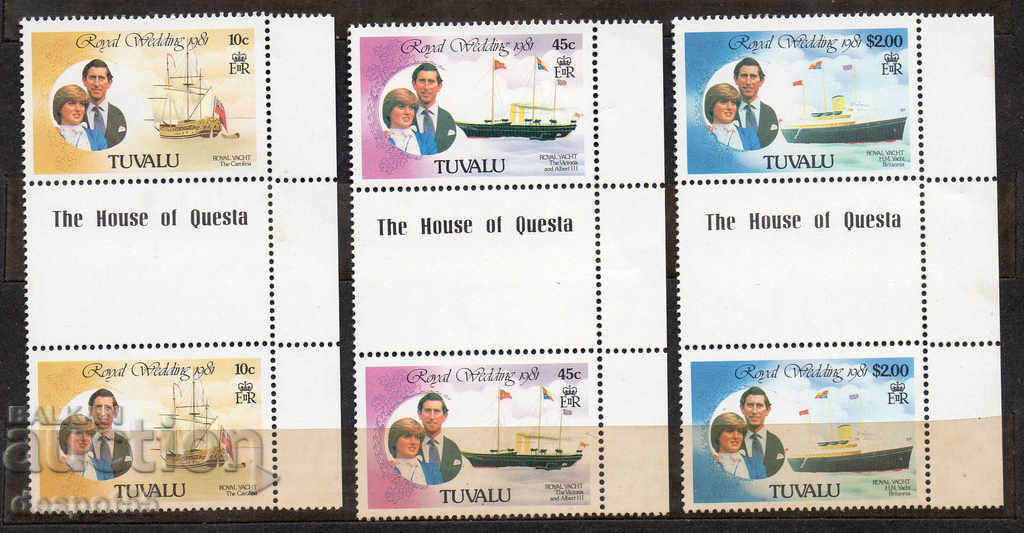 1981. Tuvalu. Royal Wedding - Royal Yachts.