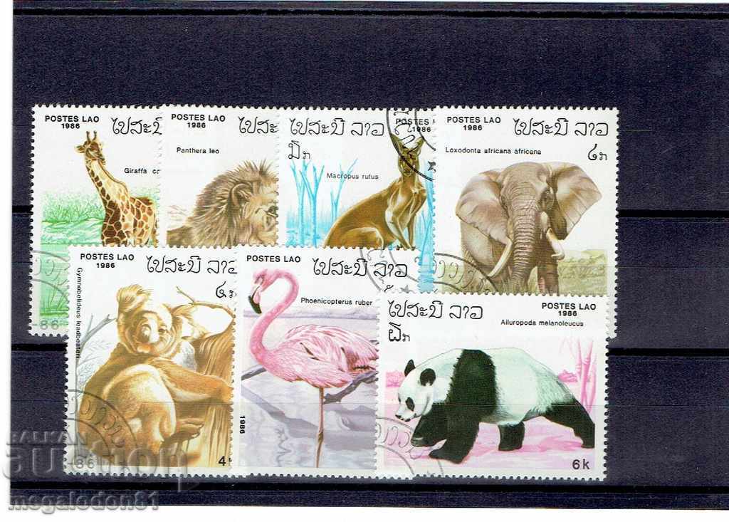 Лаос 1986 - фауна - клеймовани марки