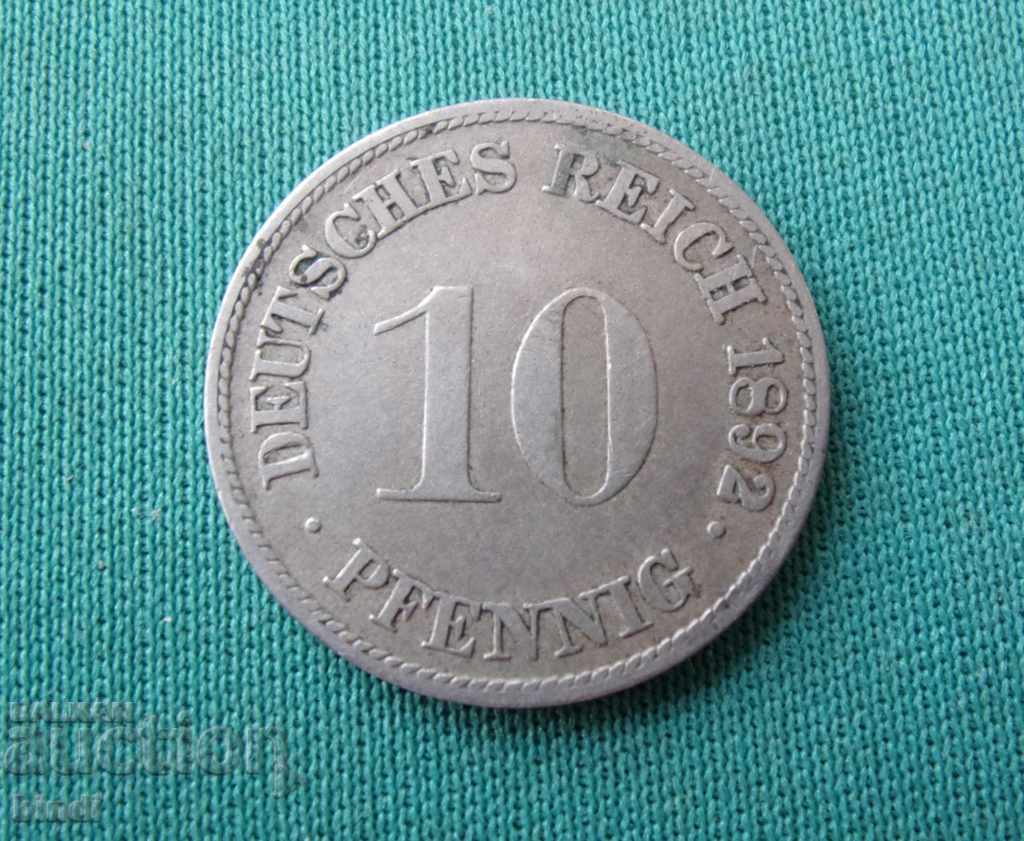 Γερμανία 10 Pennig 1892 G RRR Σπάνιο νόμισμα
